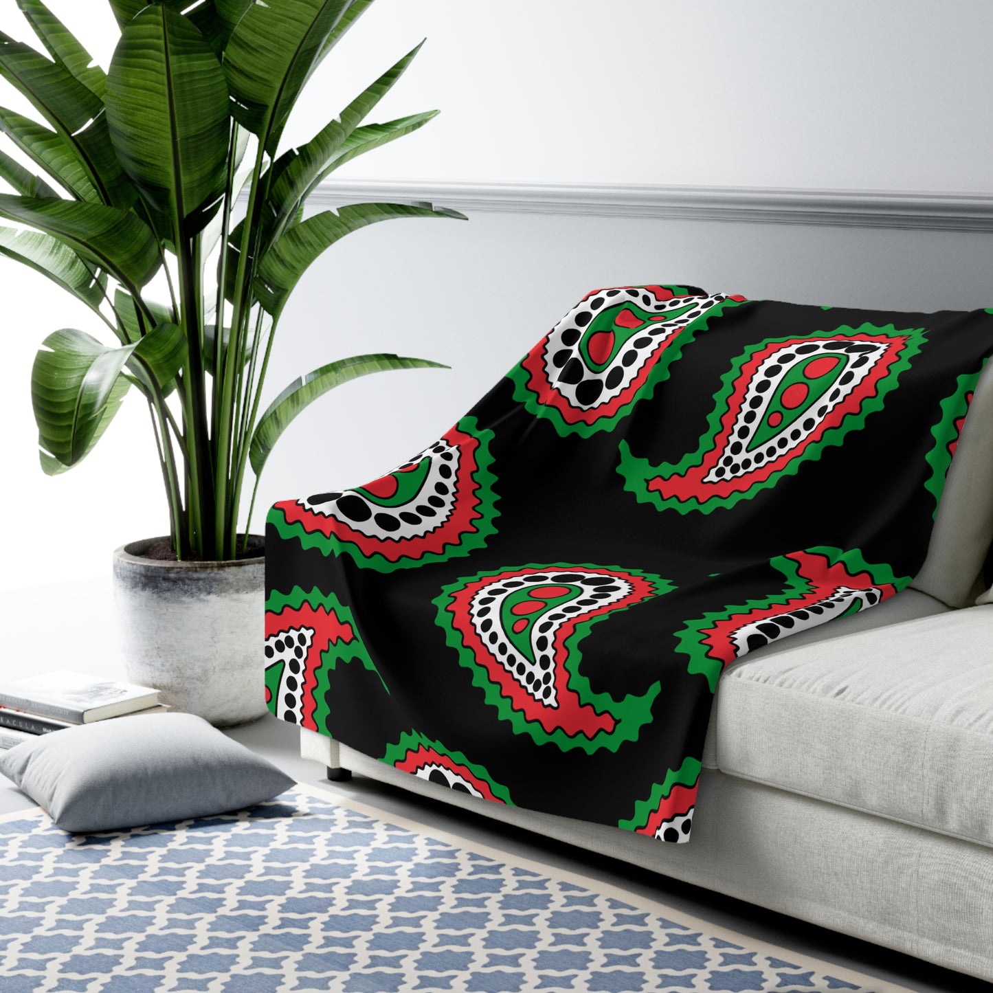 Palestine Retro Paisley Blanket Throw