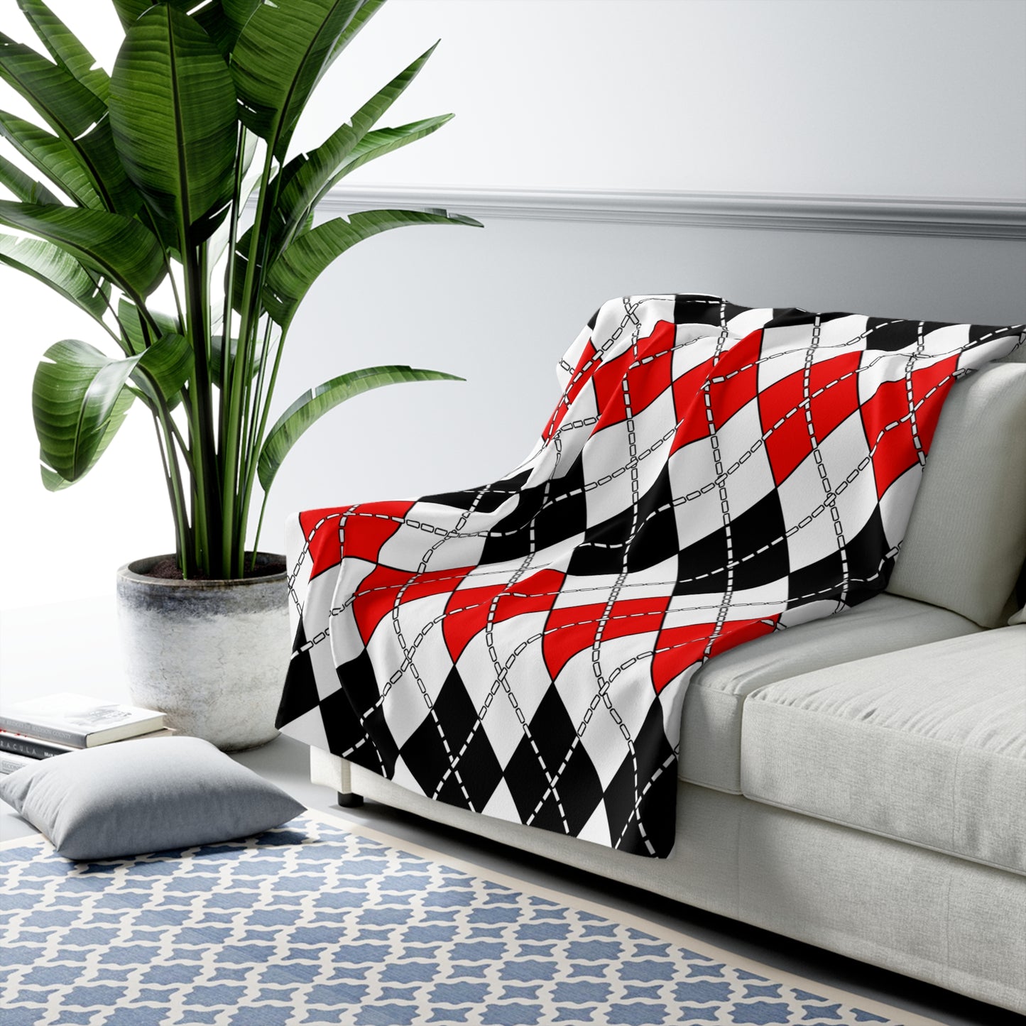 Yemen Retro Argyle Blanket Throw