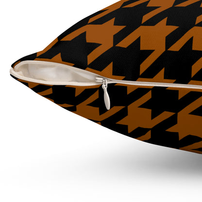 Brown, Black Retro Houndstooth Cushion Pillow