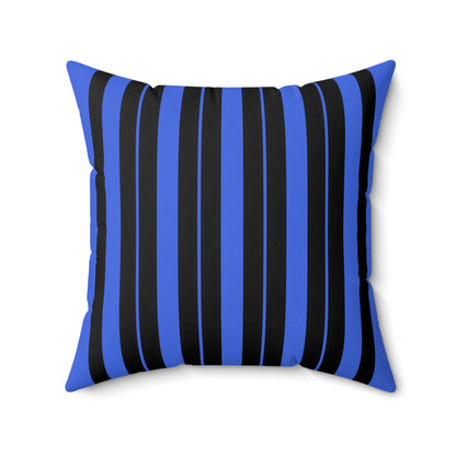 Royal Blue, Black Retro Stripes Cushion Pillow