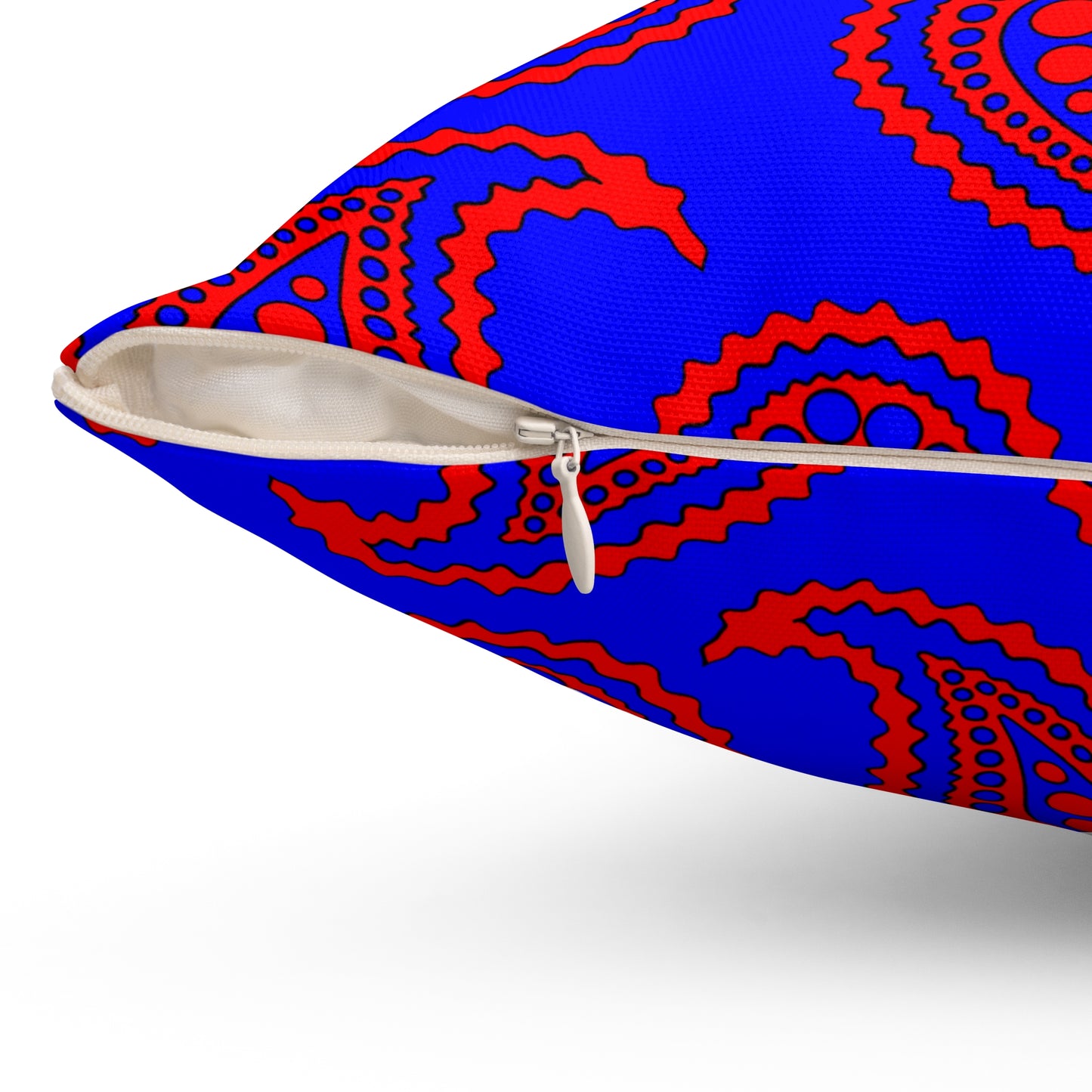 Blue, Red Retro Paisley Cushion Pillow