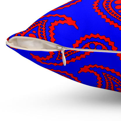 Blue, Red Retro Paisley Cushion Pillow
