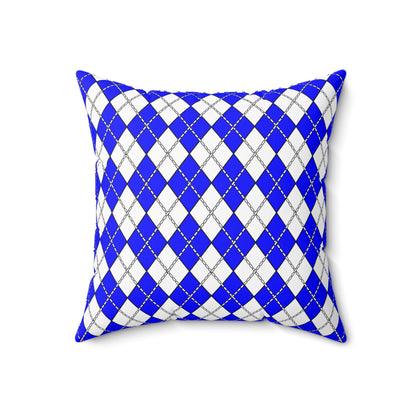 Blue, White Retro Argyle Cushion Pillow