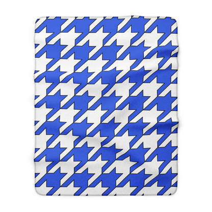 Royal Blue, White Retro Houndstooth Blanket Throw