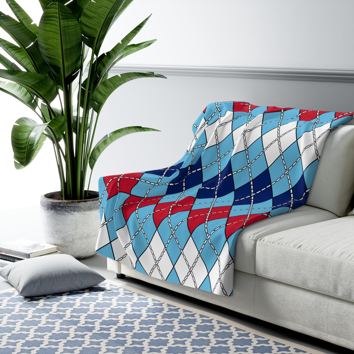 Fiji Retro Argyle Blanket Throw
