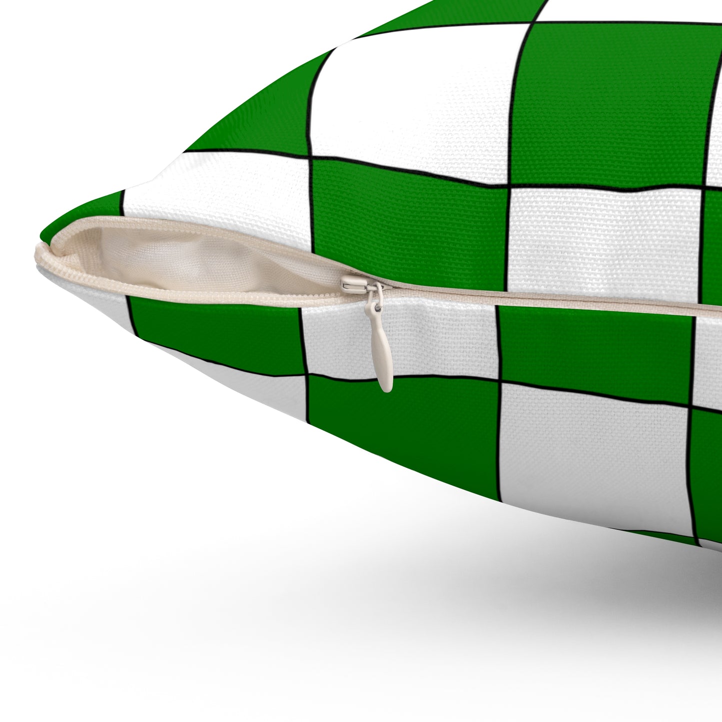 Green, White Retro Check Cushion Pillow
