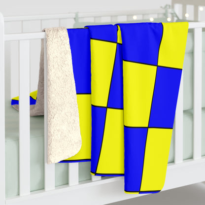 Blue, Yellow Retro Check Blanket Throw