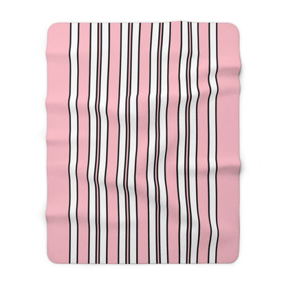Pink, White Retro Stripes Blanket Throw