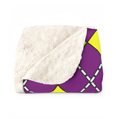 Purple, Yellow Retro Argyle Blanket Throw