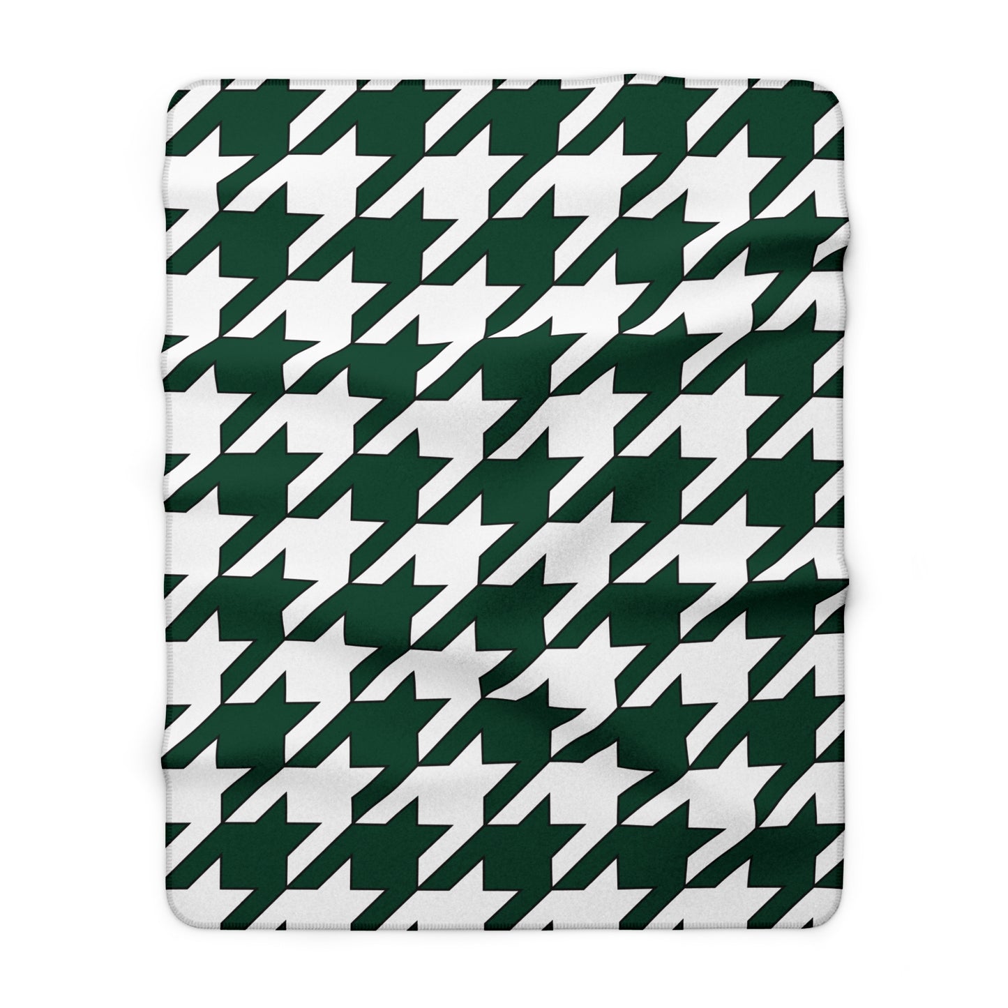 Dark Green, White Retro Houndstooth Blanket Throw