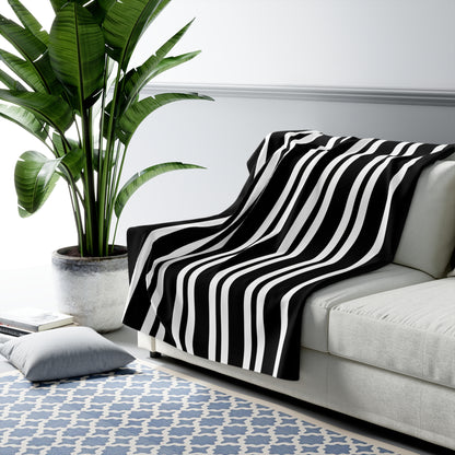 Black, White Retro Stripes Blanket Throw