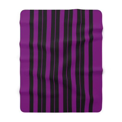 Purple, Black Retro Stripes Blanket Throw