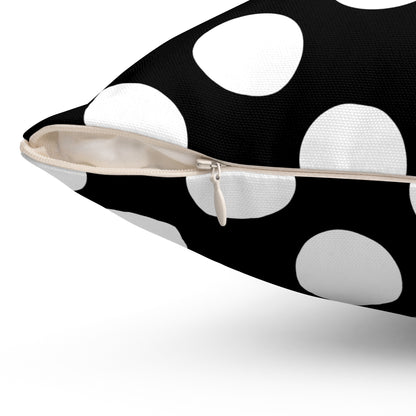 Black, White Retro Polka Dots Cushion Pillow