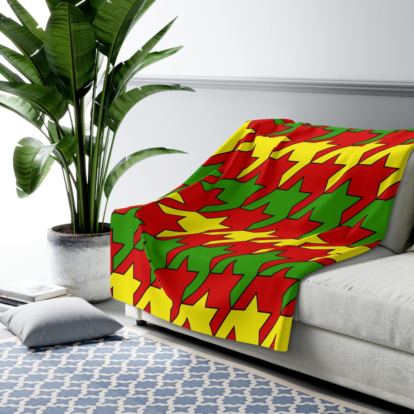 Burkina Faso Retro Houndstooth Blanket Throw