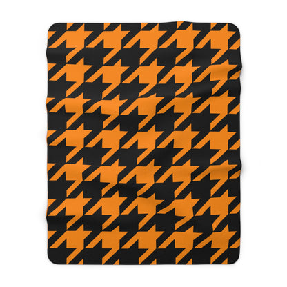 Dark Orange, Black Retro Houndstooth Blanket Throw
