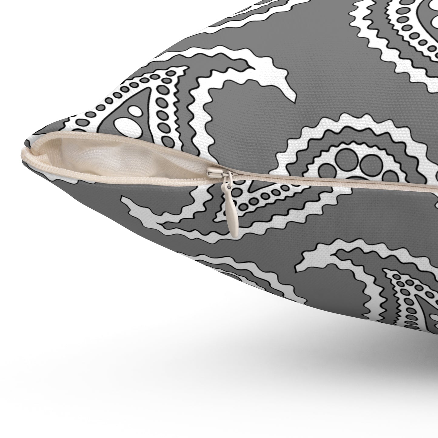 Grey, White Retro Paisley Cushion Pillow