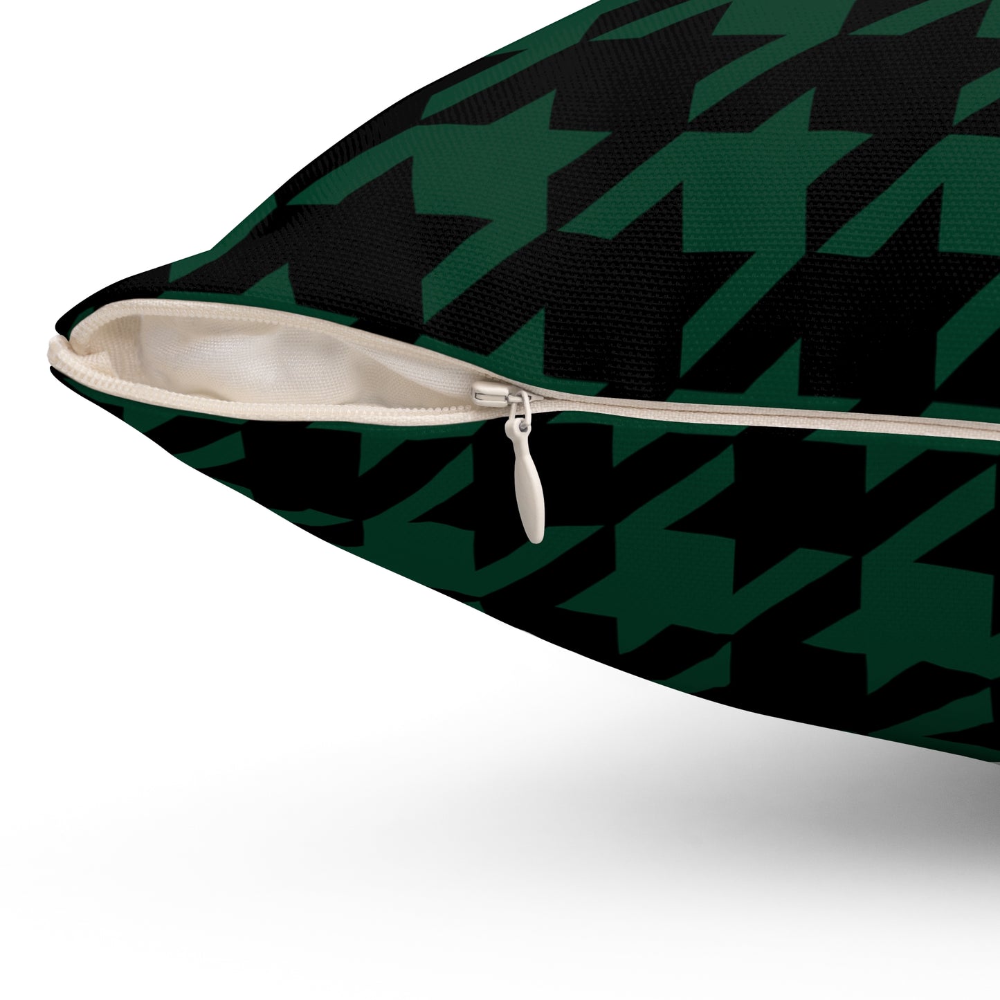 Dark Green, Black Retro Houndstooth Cushion Pillow