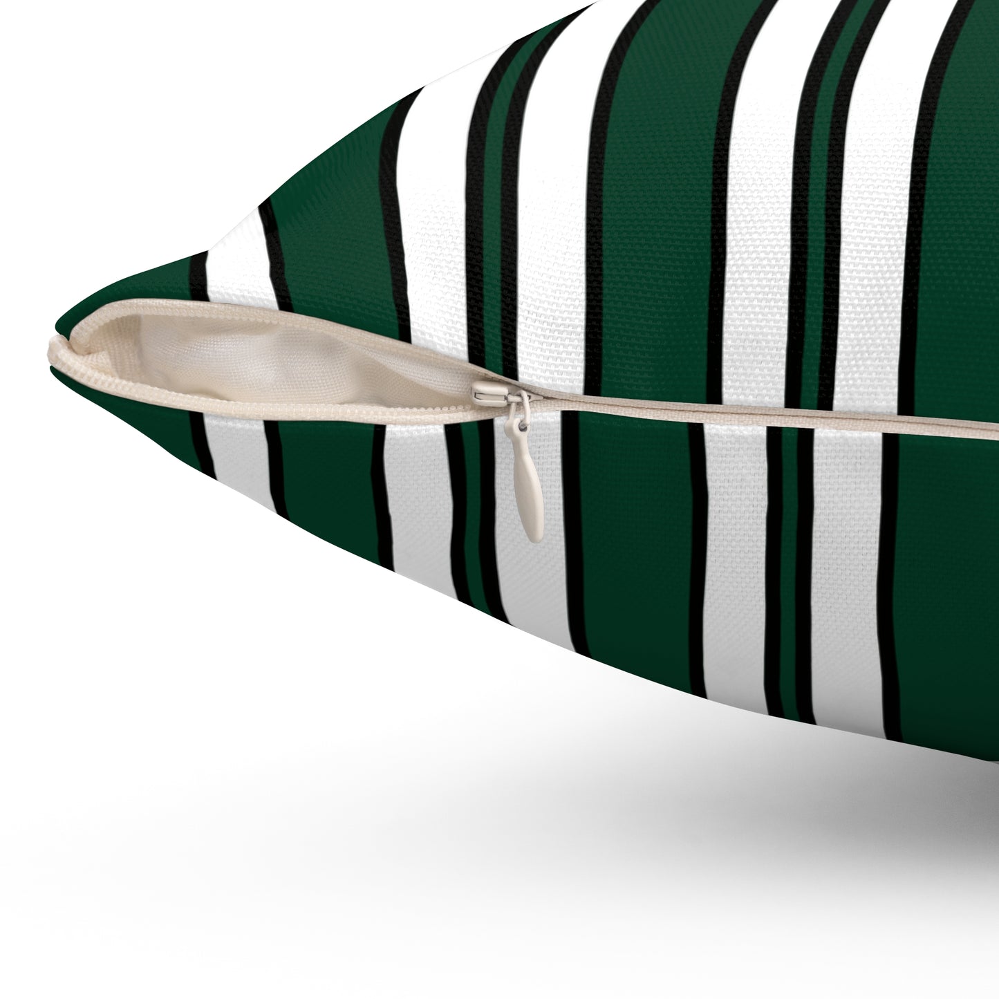 Dark Green, White Retro Stripes Cushion Pillow