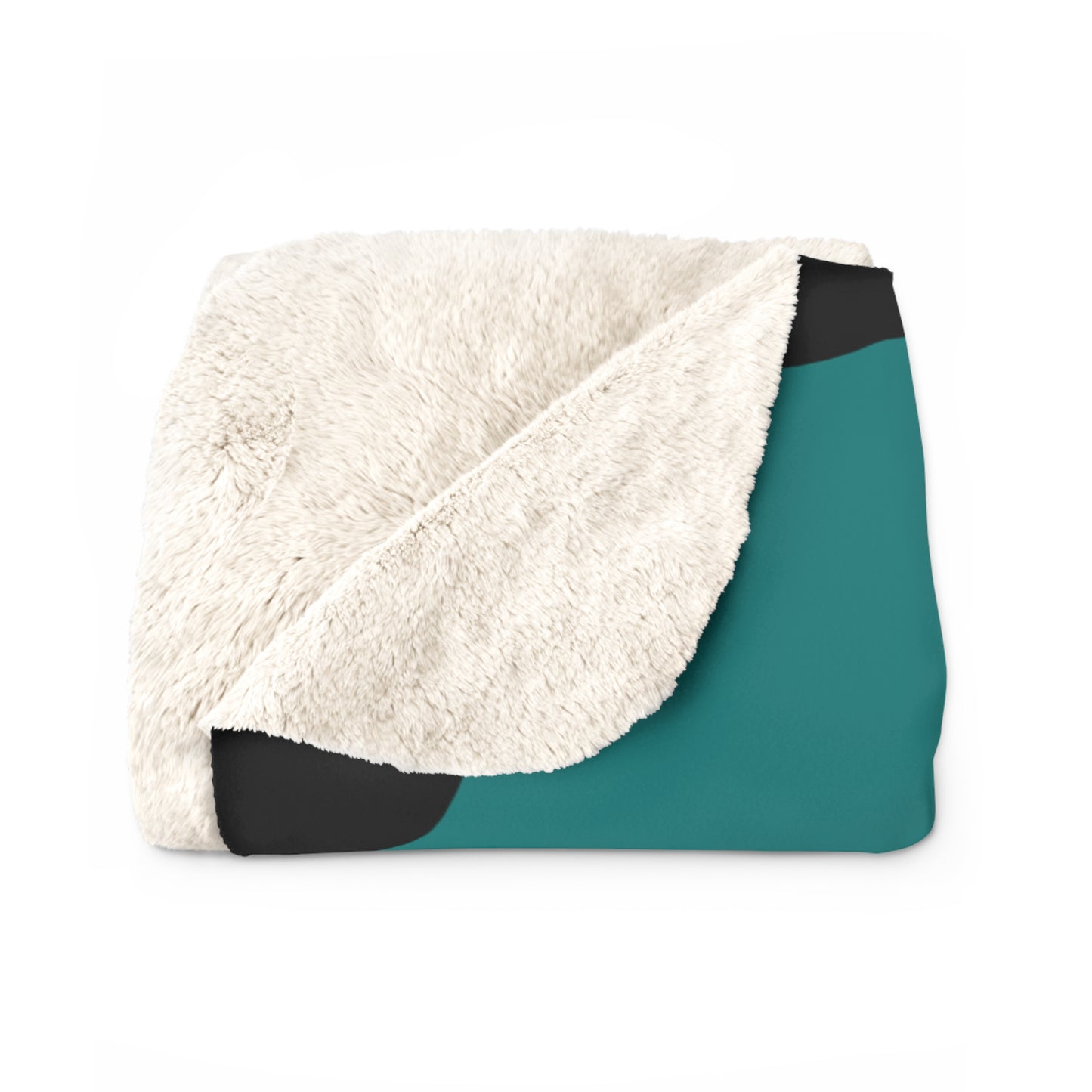 Teal, Black Retro Polka Dots Blanket Throw