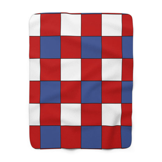 Democratic Peoples Republic Of Korea Retro Check Blanket Throw