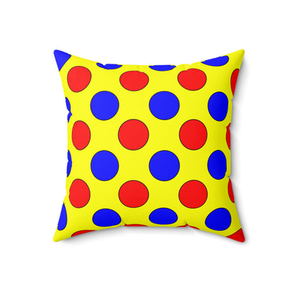 Yellow, Blue, Red Retro Polka Dots Cushion Pillow