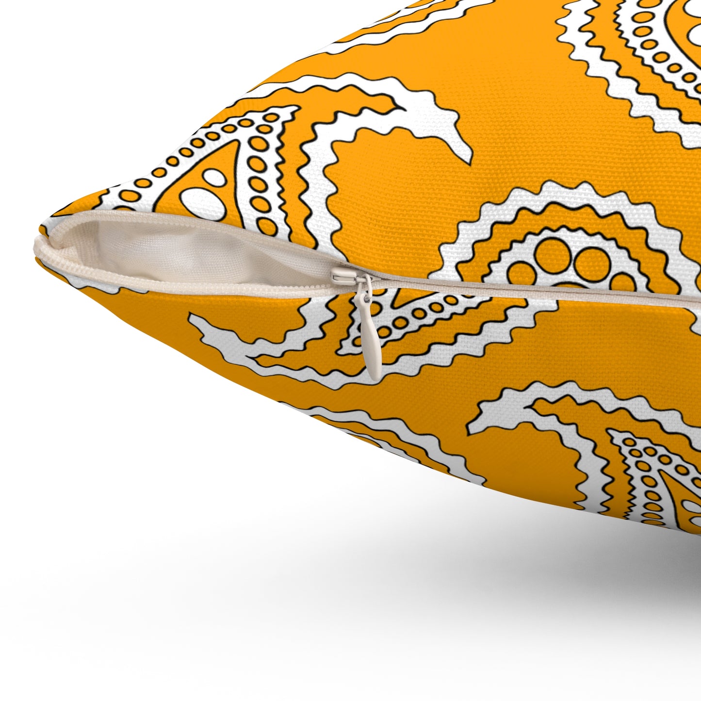 Orange, White Retro Paisley Cushion Pillow