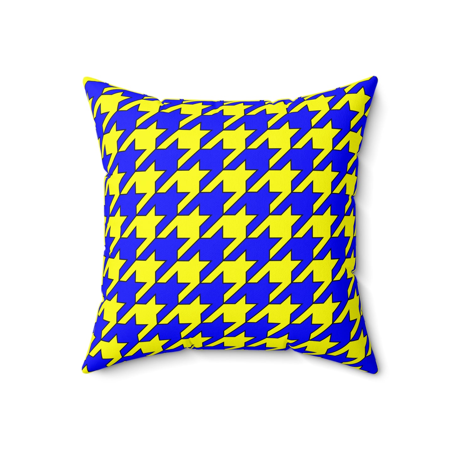 Yellow, Blue Retro Houndstooth Cushion Pillow