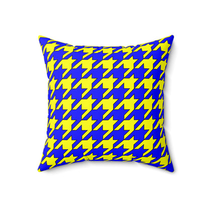 Yellow, Blue Retro Houndstooth Cushion Pillow