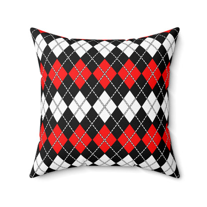 Black, White, Red Retro Argyle Cushion Pillow