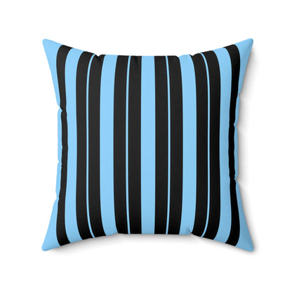 Light Blue, Black Retro Stripes Cushion Pillow