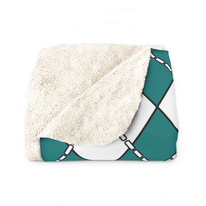 Teal, White Retro Argyle Blanket Throw