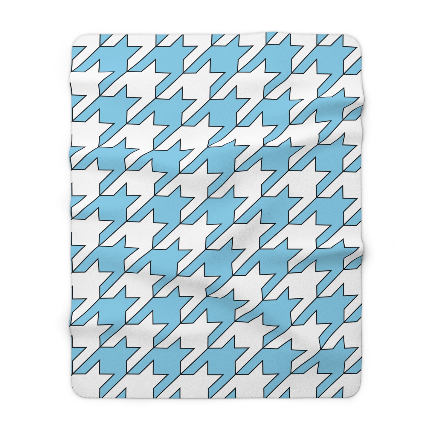Sky Blue, White Retro Houndstooth Blanket Throw