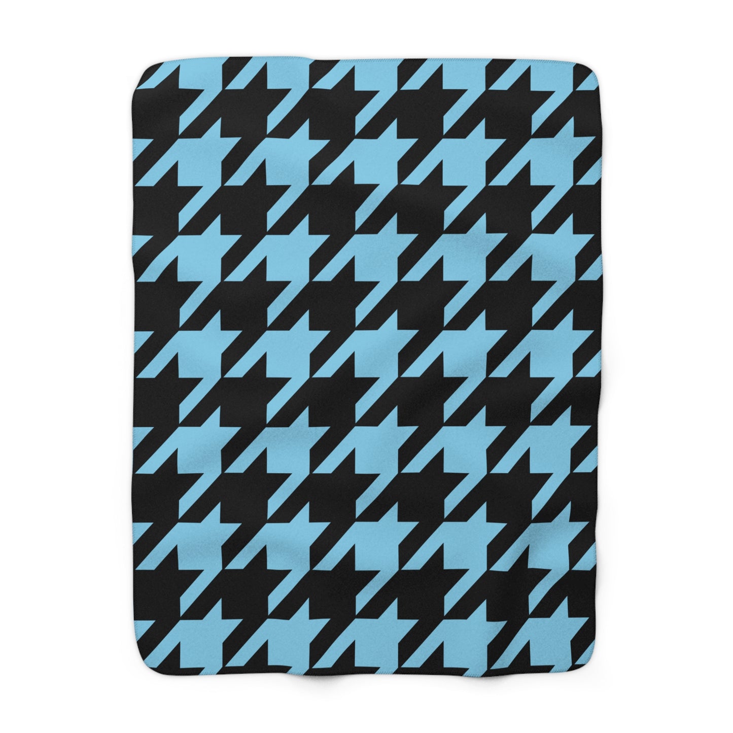 Sky Blue, Black Retro Houndstooth Blanket Throw