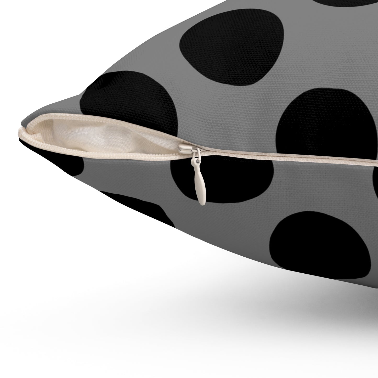 Grey, Black Retro Polka Dots Cushion Pillow
