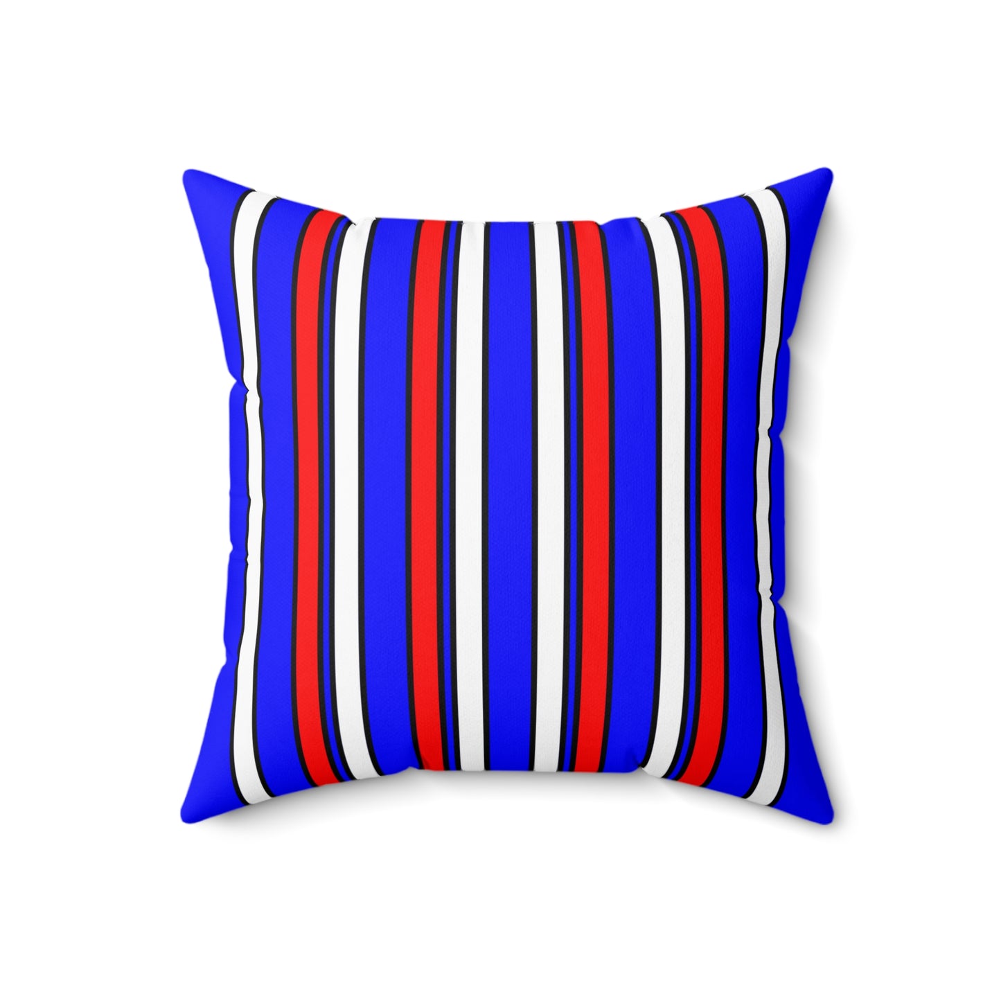 Blue, White, Red Retro Stripes Cushion Pillow