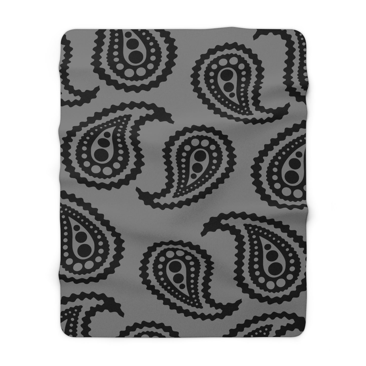 Grey, Black Retro Paisley Blanket Throw