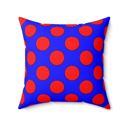 Blue, Red Retro Polka Dots Cushion Pillow