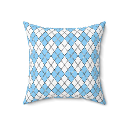 Light Blue, White Retro Argyle Cushion Pillow
