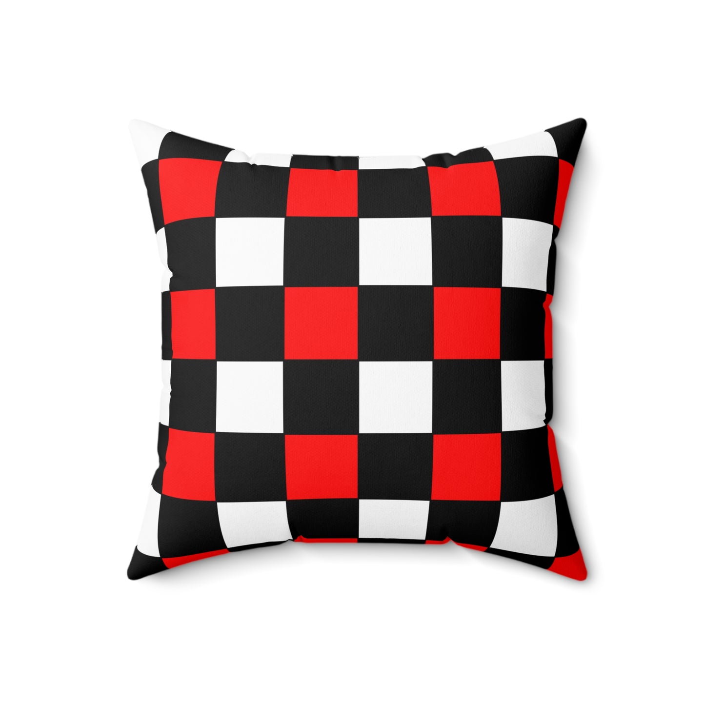 Black, White, Red Retro Check Cushion Pillow