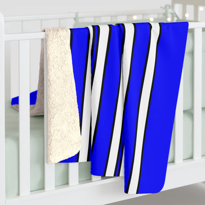 Blue, White Retro Stripes Blanket Throw