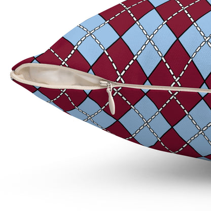 Claret, Blue Retro Argyle Cushion Pillow