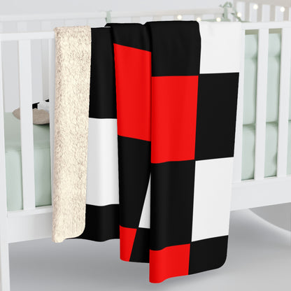 Black, White, Red Retro Check Blanket Throw