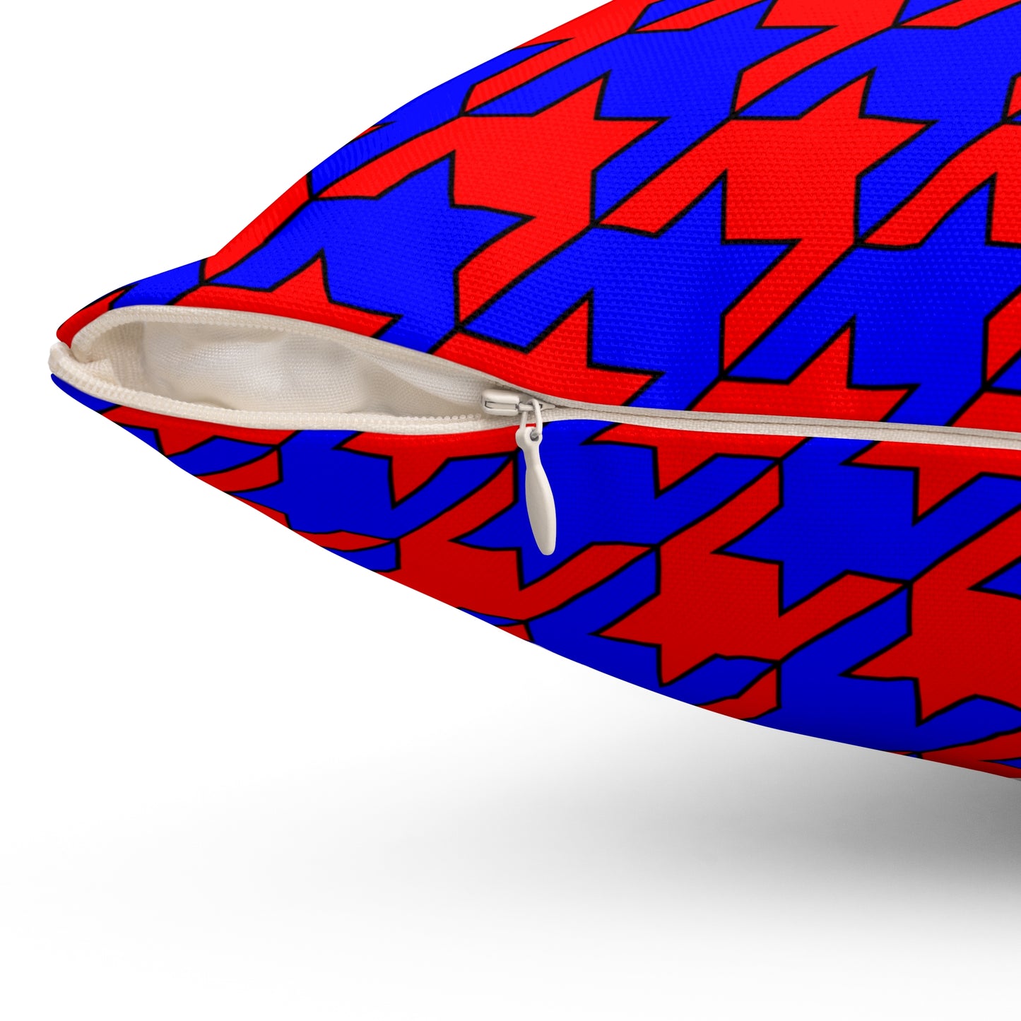 Red, Blue Retro Houndstooth Cushion Pillow