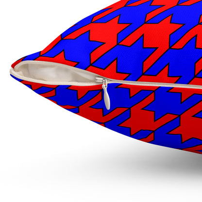 Red, Blue Retro Houndstooth Cushion Pillow