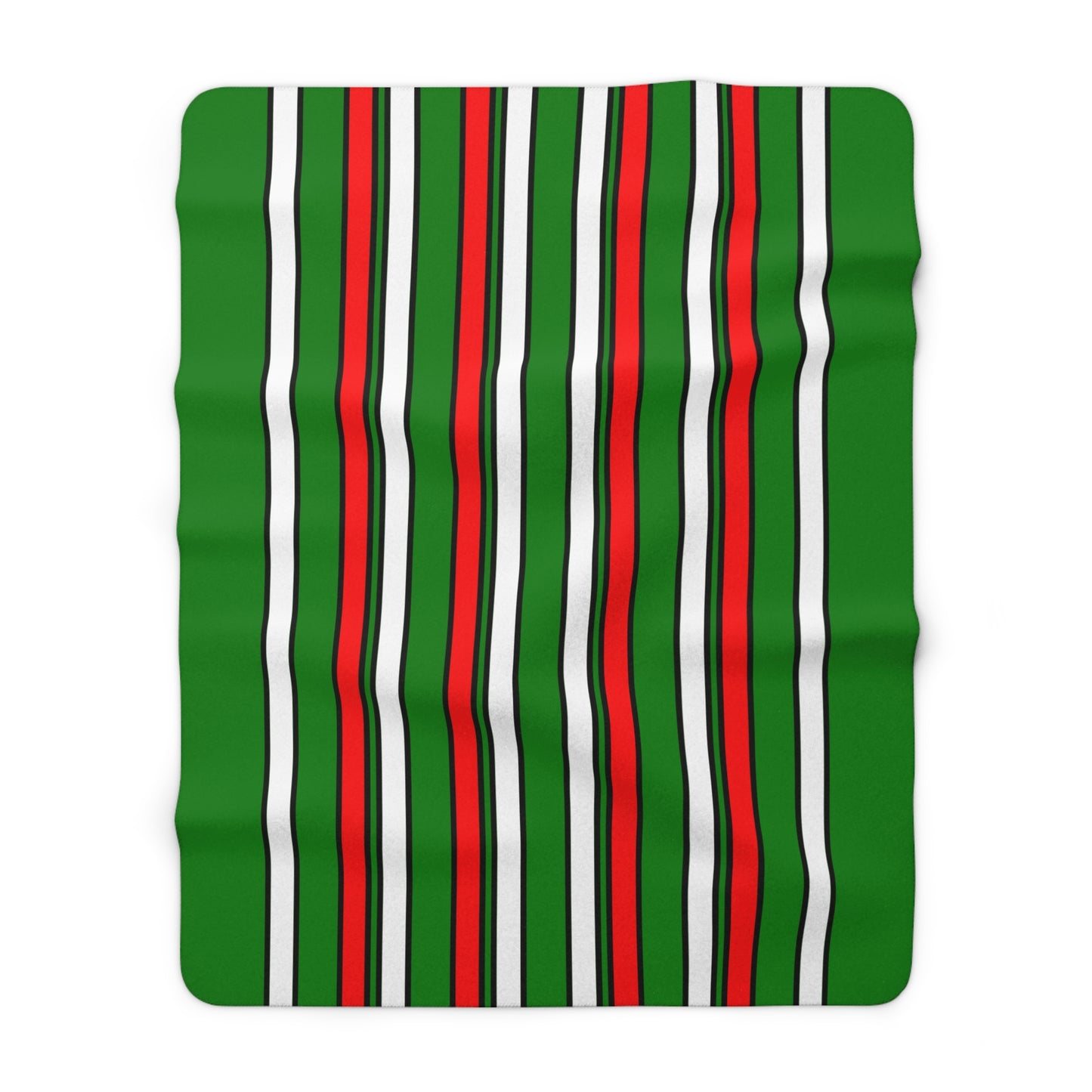 Green, White, Red Retro Stripes Blanket Throw
