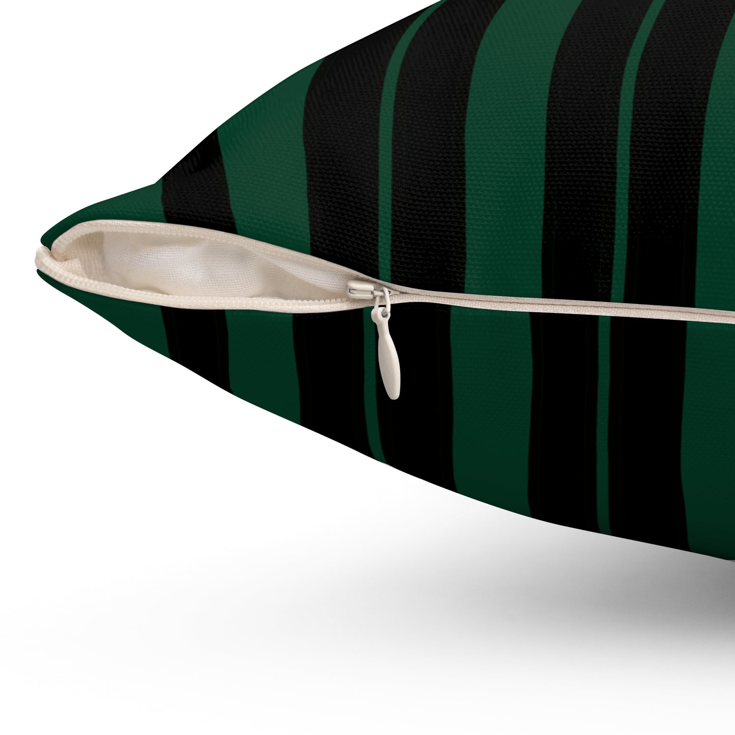 Dark Green, Black Retro Stripes Cushion Pillow