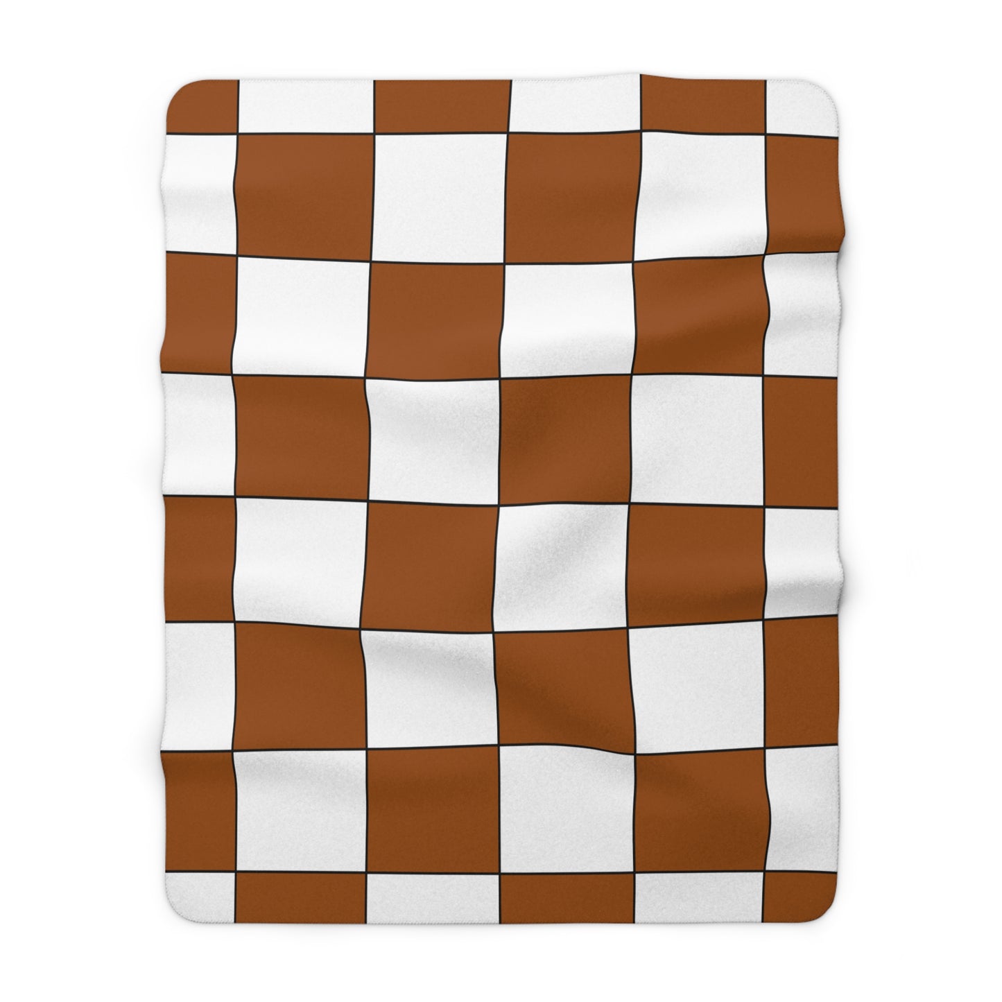 Brown, White Retro Check Blanket Throw