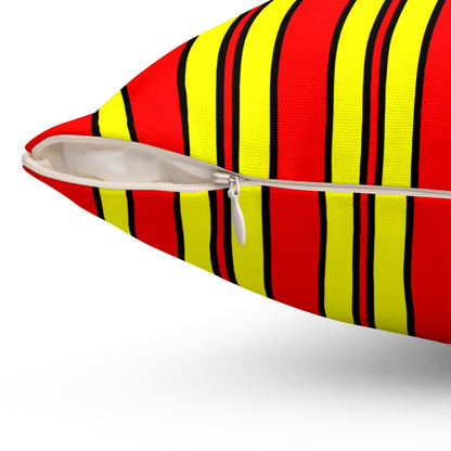 Red, Yellow Retro Stripes Cushion Pillow
