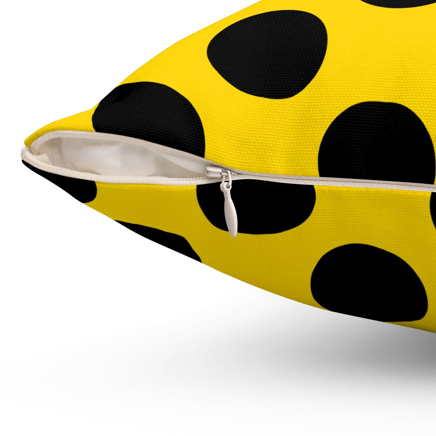 Gold, Black Retro Polka Dots Cushion Pillow