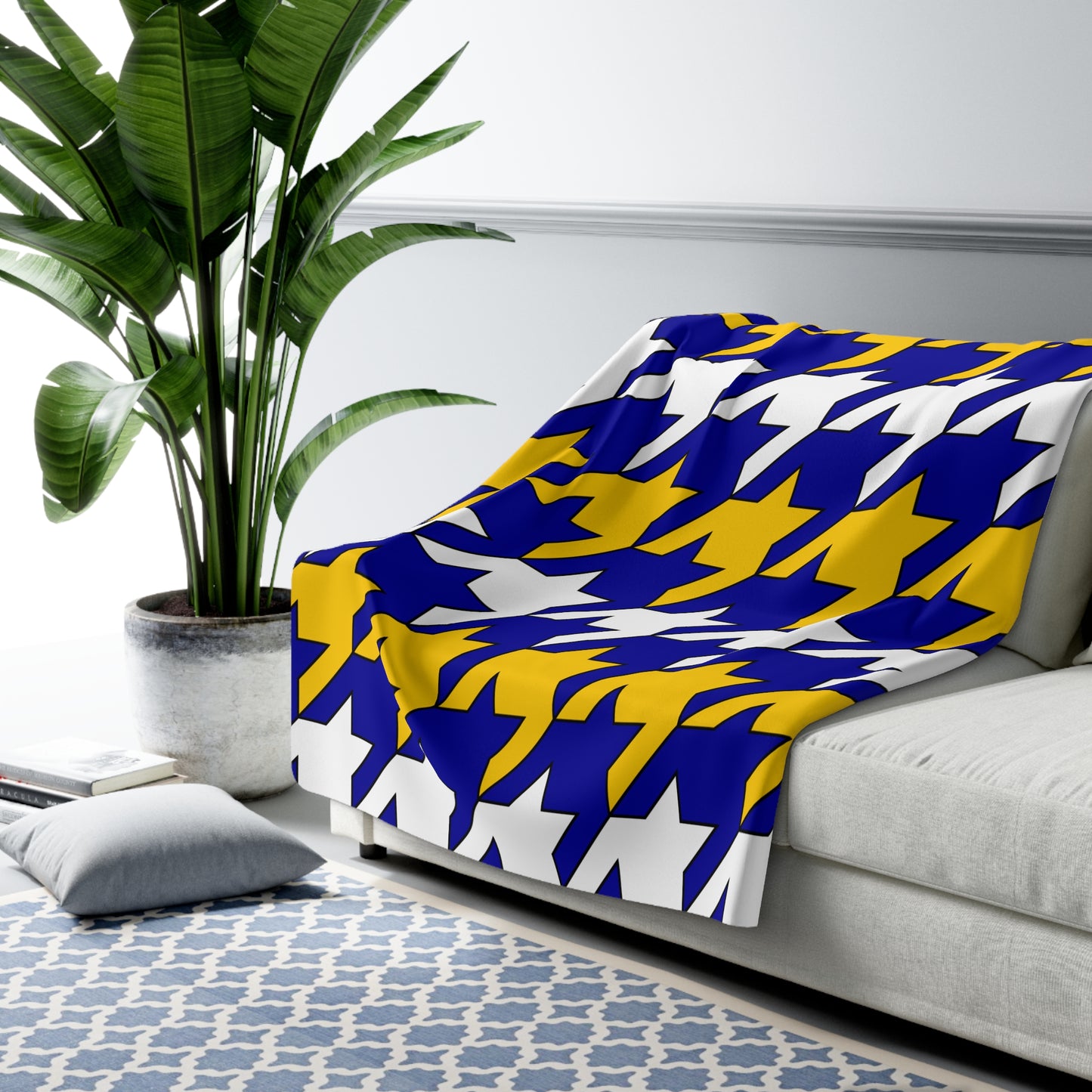 Bosnia And Herzegovina Retro Houndstooth Blanket Throw